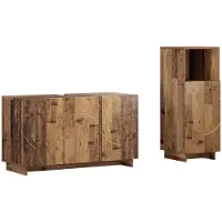 vidaXL - Badkamerkast - set - 2 - st - Oud - hout - Bewerkt - hout