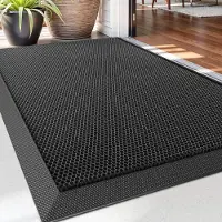 Famanu - Voordelige deurmat - Houdt vuil en vocht buiten - Anti-slip rubber - Zwart 1 stuk