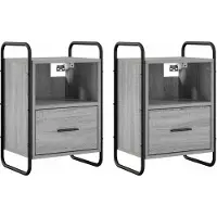 vidaXL Hangend Nachtkastje 2 st Grijs Sonoma 40 x 30 x 60 cm