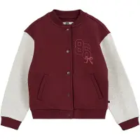 We fashion - Meisjes oversized bomberjack met embroidery en print - Oversized - Bordeauxrood - Katoen - Maat: 146/152