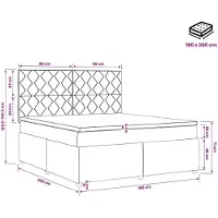 vidaXL LED boxspringbed met matras, lichtgrijs, 180 x 200 cm, fluweel