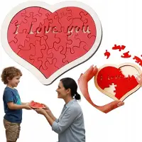 Ramiz Houten Hart Puzzel 'I LOVE YOU' - Romantisch Cadeau voor Kinderen & Volwassenen