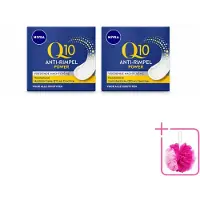 Nivea 2 x - Nachtcrème - Q10 POWER Anti-Rimpel - Voor alle huidtypen - Met Q10 & Creatine - 50 ml - Bulkverpakking - Anti-rimpel crème - Douchemop - Nachtcrème