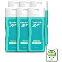 Reebok 6 x - Cool Your Body - Douchegel - 400 ml - Grootverpakking - Vaatwasstrips - Douchegel - Menthol - Verkoeling - Frisse Geur - Aloe Vera
