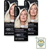 Syoss 3 x - Coloration 12-53 Platinum Pearl - Haarverf - Grijsdekking - Vermindert Haarbreuk - Wasstrips - Haarverf - Grijsdekking - Permanent Haarkleur - Haarkleur - Haarverf Grijs
