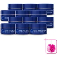 Nivea 12 x - Nachtcrème - Essentials +24U Voedend - Voor gevoelige & droge huid - Met Sheaboter & Amandelolie - 50 ml - Bulkverpakking - Nachtcrème - Douchemop - Voedende crème