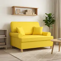 vidaXL Fauteuil met Kussens Licht Geel Stof