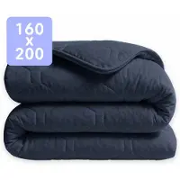 HappyBed Dekbed zonder overtrek 160x200 + instopstrook - Wasbaar Dekbed - Bedrukt dekbed zonder hoes - Hoesloos Dekbed - Twijfelaar dekbed - Dark Blue