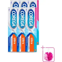 Corega 6 x Ultra Kleefcrème - Krachtig Houvast & Bescherming - Met Verfrissende Mintsmaak - 40g - Bulkverpakking - Gebitprothese kleefcrème - Douchemop - Houvast gebitsprothese