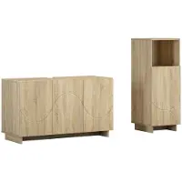 vidaXL - Badkamerkast - set - 2 - st - Sonoma - Eiken - Bewerkt - hout