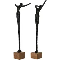 J-Line Vrouw in pose op voet - polyresin - naturel/zwart - assortiment van 2