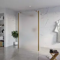 FortiFura Galeria Vrijstaande Inloopdouche - 120x200cm - glas mat - antikalk - 8mm veiligheidsglas - 2 zijwanden 30cm - wandsteunen en hoekprofielen - PVD - geborsteld koper SW927772