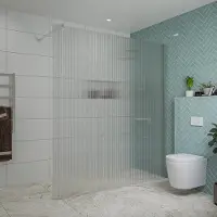 FortiFura Galeria inloopdouche - 180x200cm - ribbelglas - wandarm - PVD - geborsteld RVS SW797957/SW797908