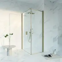 FortiFura Galeria Douchecabine - 70x100x200cm - profiel veiligheidsglas - antikalk - PVD - geborsteld messing (goud) SW1122476/SW797915/SW797910