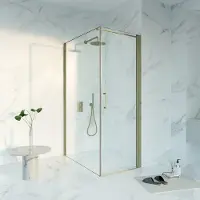 FortiFura Galeria Douchecabine - 70x120x200cm - profiel veiligheidsglas - antikalk - PVD - geborsteld messing (goud) SW1122476/SW797917/SW797910