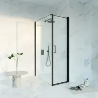 FortiFura Galeria Douchecabine - 60x120x200cm - profiel veiligheidsglas - antikalk - mat zwart SW1122468/SW797917/SW797905