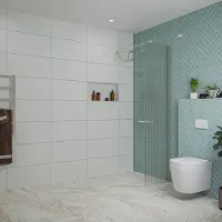 FortiFura Galeria inloopdouche - 50x200cm - ribbelglas - wandarm - PVD - geborsteld RVS SW797947/SW797908