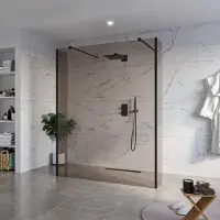 FortiFura Galeria Vrijstaande Inloopdouche - 160x200cm - rookglas - antikalk - 8mm veiligheidsglas - 2 zijwanden 40cm - wandsteunen en hoekprofielen - zwart mat SW927767 2x/SW797942/SW797934