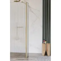 FortiFura Galeria zijwand - 40x200cm - ribbel glas - 8mm - met hoekprofiel - Geborsteld Messing PVD (Goud) SW797948 / SW798731