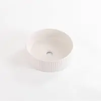 Qeramiq Arto Waskom - 35x35x11.5cm - geribbeld - rond - keramiek - linnen 8301-36 Fluted Linen