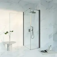 FortiFura Galeria Douchecabine - 60x80x200cm - profiel veiligheidsglas - antikalk - PVD - geborsteld gunmetal (antraciet) SW1122468/SW797914/SW797907