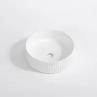 Qeramiq Arto waskom - 35x35x11.5cm - geribbeld - rond - keramiek - glans wit SW1413320