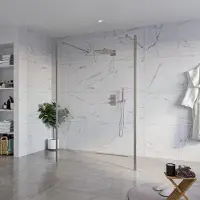 FortiFura Galeria Vrijstaande Inloopdouche - 140x200cm - helder - antikalk - 8mm veiligheidsglas - 2 zijwanden 30cm - wandsteunen en hoekprofielen - PVD - geborsteld gunmetal (antraciet) SW927771