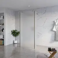 FortiFura Galeria Vrijstaande Inloopdouche - 90x200cm - glas mat - antikalk - 8mm veiligheidsglas - 2 zijwanden 30cm - wandsteunen en hoekprofielen - PVD - geborsteld gunmetal (antraciet) SW927771
