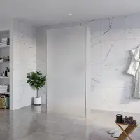 FortiFura Galeria Vrijstaande Inloopdouche - 100x200cm - glas mat - antikalk - 8mm veiligheidsglas - 2 zijwanden 30cm - wandsteunen en hoekprofielen - PVD - geborsteld RVS SW927769