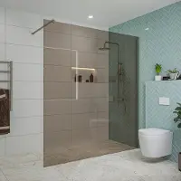 FortiFura Galeria inloopdouche - 180x200cm - rookglas - wandarm - PVD - geborsteld gunmetal (antraciet) SW797943/SW797907