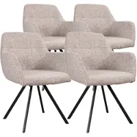 DS4U - Mats draaibare eetkamerstoel - Set van 4 - Taupe - Stof - Met armleuning
