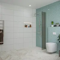 FortiFura Galeria inloopdouche - 30x200cm - rookglas - wandarm - PVD - geborsteld RVS SW797930/SW797908