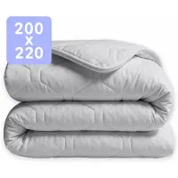 HappyBed Dekbed zonder overtrek 200x220 - 100% Katoen - Wasbaar Dekbed - Bedrukt dekbed zonder hoes - Hoesloos Dekbed - Tweepersoonsdekbed - Grijs