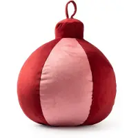 Textino JINGLE-BELLS - sierkussen 26x30 cm - kerstbal - Peony - roze, rood