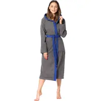 Ladeheid Dames met Capuchon - Wasmachine bestendig - 100% Katoen - Badstof - Donkergrijs/Blauw – XL - LA-LA40-191-DG