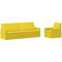 vidaXL - Bankstel - 2 - pcs - Licht - Geel - Stof