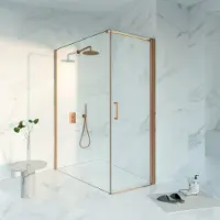 FortiFura Galeria Douchecabine - 70x160x200cm - profiel veiligheidsglas - antikalk - PVD - geborsteld koper SW1122478/SW797918/SW876702
