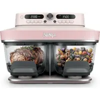 Ninja CRISPi DualZone Glazen Airfryer met 2 manden, 8 kookfuncties, Kook twee gerechten tegelijkertijd, PFAS-vrije glazen schalen, Inclusief deksels - Rosékwarts - DD102EUPK1