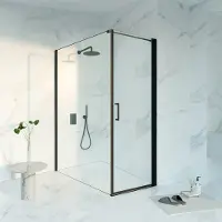 FortiFura Galeria Douchecabine - 70x160x200cm - profiel veiligheidsglas - antikalk - mat zwart SW1122474/SW797918/SW797905