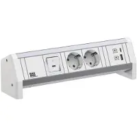 Bachmann Bureau 2x CEE7/3, 1x schakelaar, 1x USB A/C, 22W, GST18, RAL9010