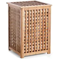 Zeller Wasmand van bamboehout, met binnenvak, inklapbare deksel, hoogte 58 cm