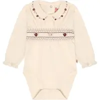 Hust and Claire Rompertje/body 'Britt Smock' brokaat / rosé / karmijnrood / wolwit