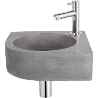 FortiFura Fuente hoekfonteinset – 31.5x31.5x10 cm – beton grijs – chromen kraan SW696234/SW696209/SW696219/SW642464