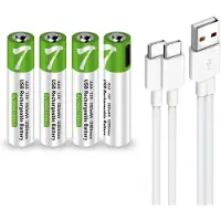 Smartoools Oplaadbare AAA Batterijen (4 stuks) – 1.5V Lithium-ion – Hoge Capaciteit 750mWh – Inclusief 4-in-1 USB-C Oplaadkabel