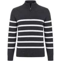Brave Soul Heren heathric gebreide trui met 1/4 rits - Charcoal Marl/Ecru