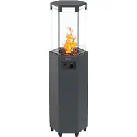 Auronic Gas Terrasverwarmer - Tot 25m2 - 360° Warmte - Met Lavastenen en Echte Vlam - 8000W Inclusief Hoes en Slang - Zwart
