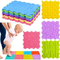 Lean Toys Sensorische siliconen puzzelmat Sensory Path Kleurrijk 25 cm 12 stuks.