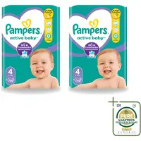 Pampers 2 x – Luiers – Active Baby Maat 4 – 46 Luiers - Wasstrips - Baby Luier - Baby Droog - Baby Luier Actief - Baby Luier 46 Stuks - Baby Luier 9-14 Kg