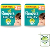 Pampers 2 x – Luiers – Baby Dry Maat 3 – 150 Luiers - Grootverpakking - Vaatwasstrips - Baby-dry Luiers - Lekken Voorkomen - Droge Nachten - Comfortabele Luiers - Stop En Bescherm Pocket