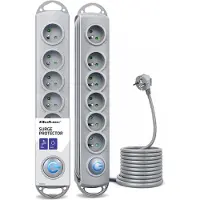 Qoltec 50166 overspanningsbeveiliging, grijs, 6 stopcontacten, 230 V, 3 meter